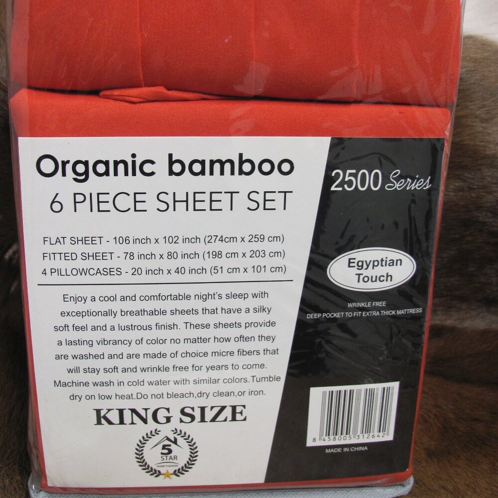 ORGANIC BAMBOO  ULTRA PLUSH  2500 SERIES/BAMBOO‎  6 PIECE SHEET SET NIP